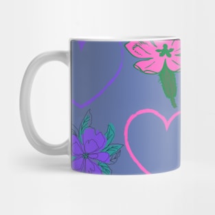 Primroses and Violets with Hearts Pattern Mug